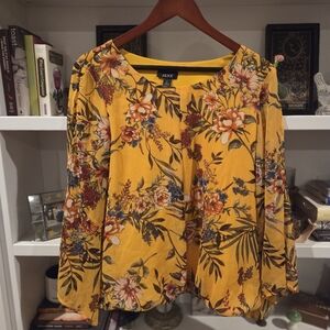 Alyx Vibrant Yellow Floral Cold Shoulder Blouse